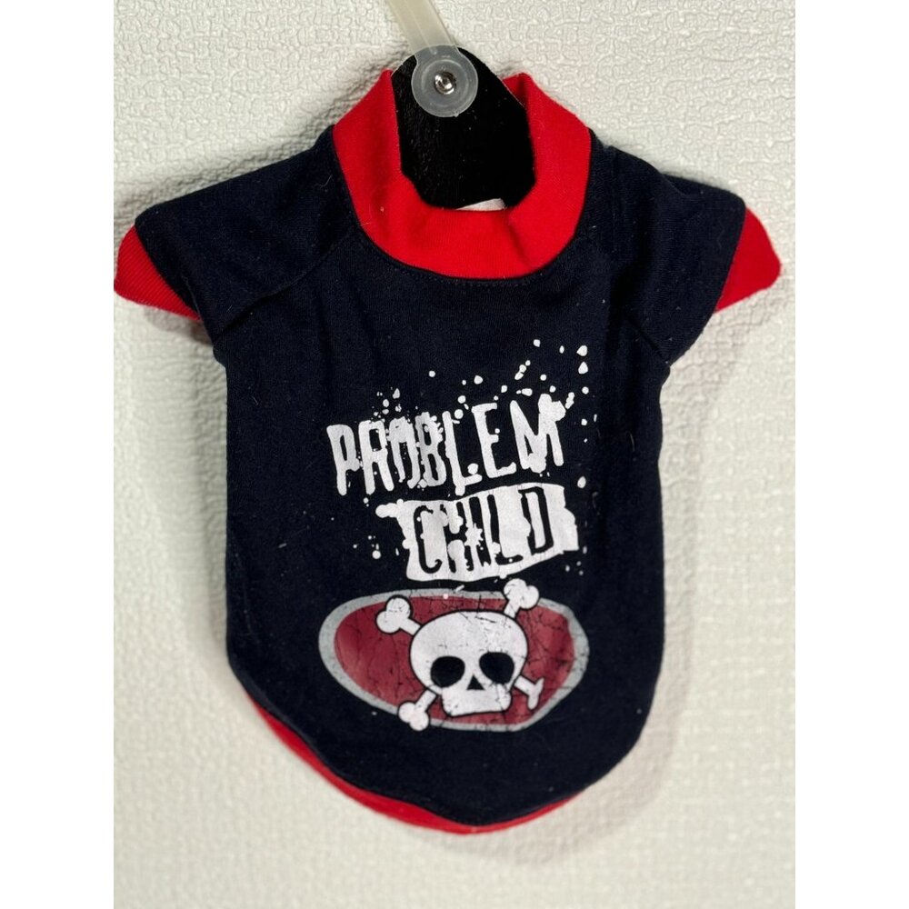 Problem Child Pet Dog Red and Black Skull T-shirt Size Small Pets Rock